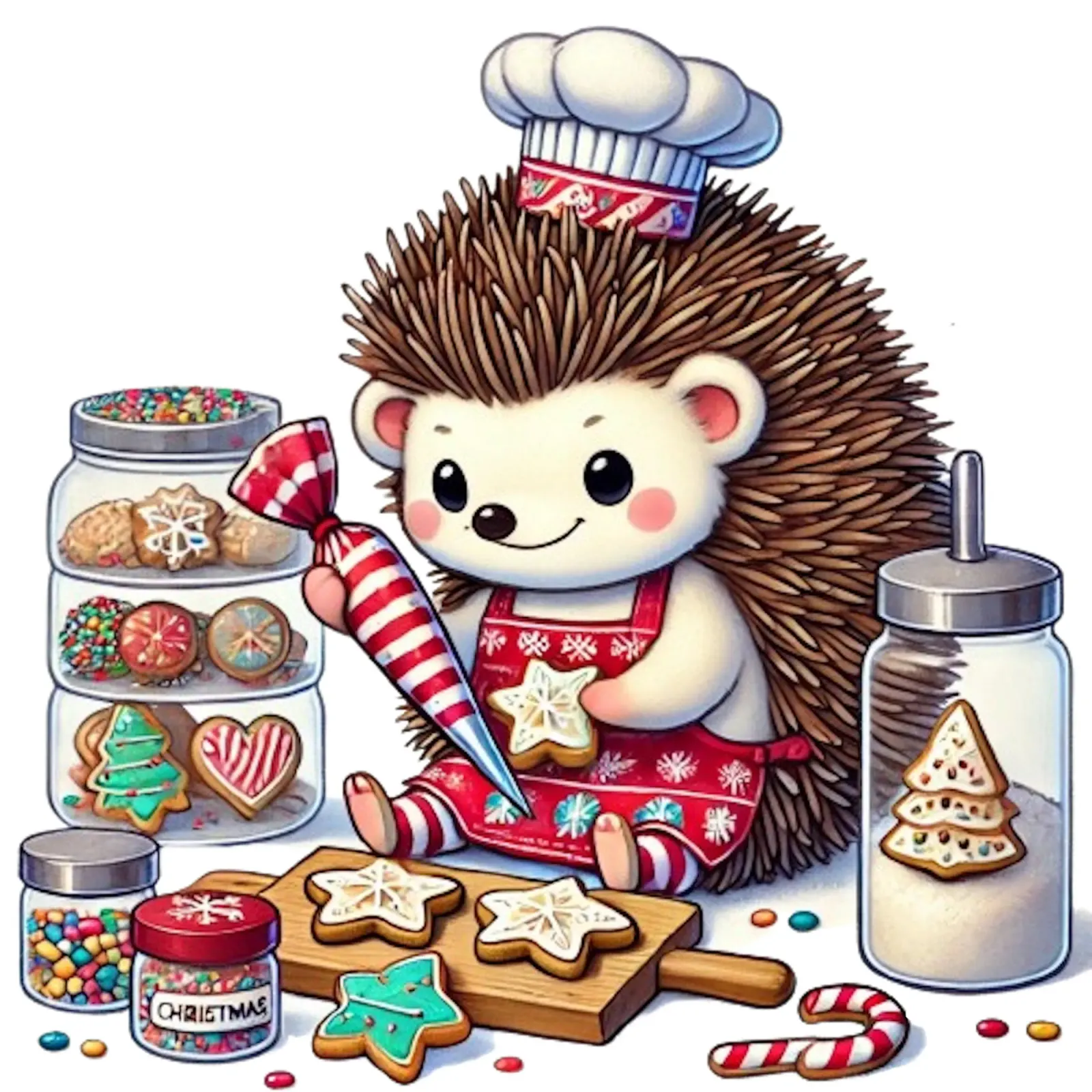 Creazioni di biscotti natalizi dello Chef Hedgehog poster da FluffyToons