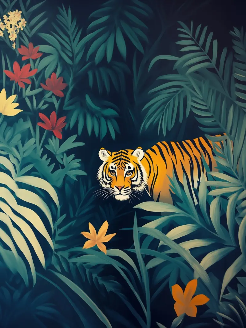 Il sorriso della tigre nella giungla di Rousseau carta hahnemühle da Autofocus