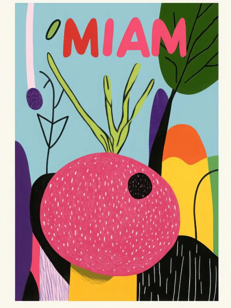 Miam miam radis poster con telaio in alluminio da Pop and Fruits - Affiches & posters