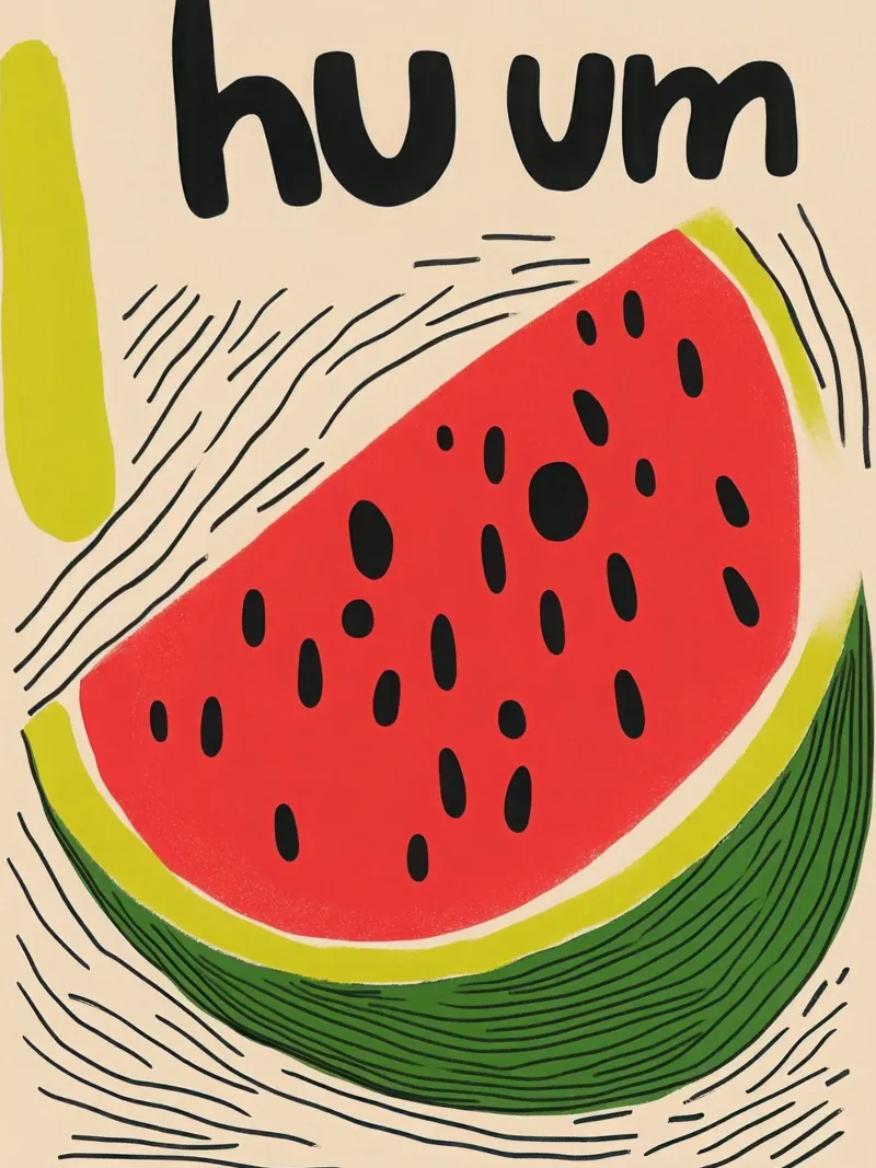 Hum : Anguria estiva poster con telaio in alluminio da Pop and Fruits - Affiches & posters