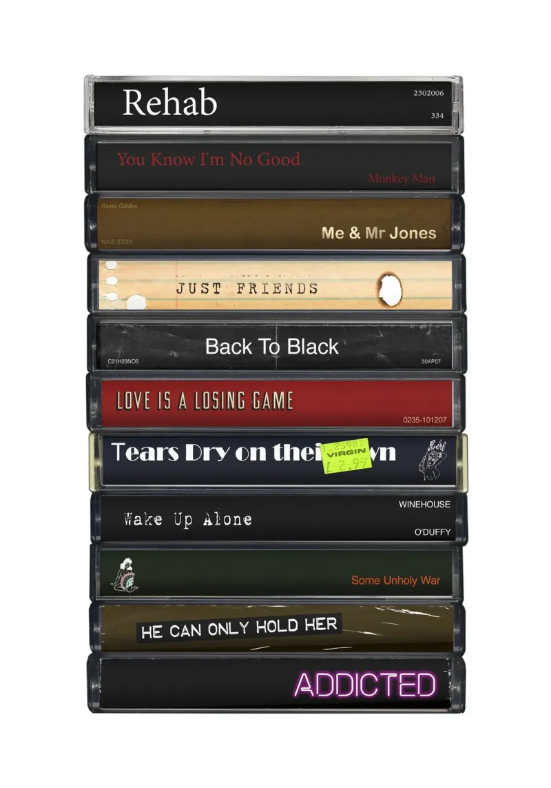 Amy Winehouse - Back to Black - Stampa su cassetta poster con telaio in legno da MrMustardPrints