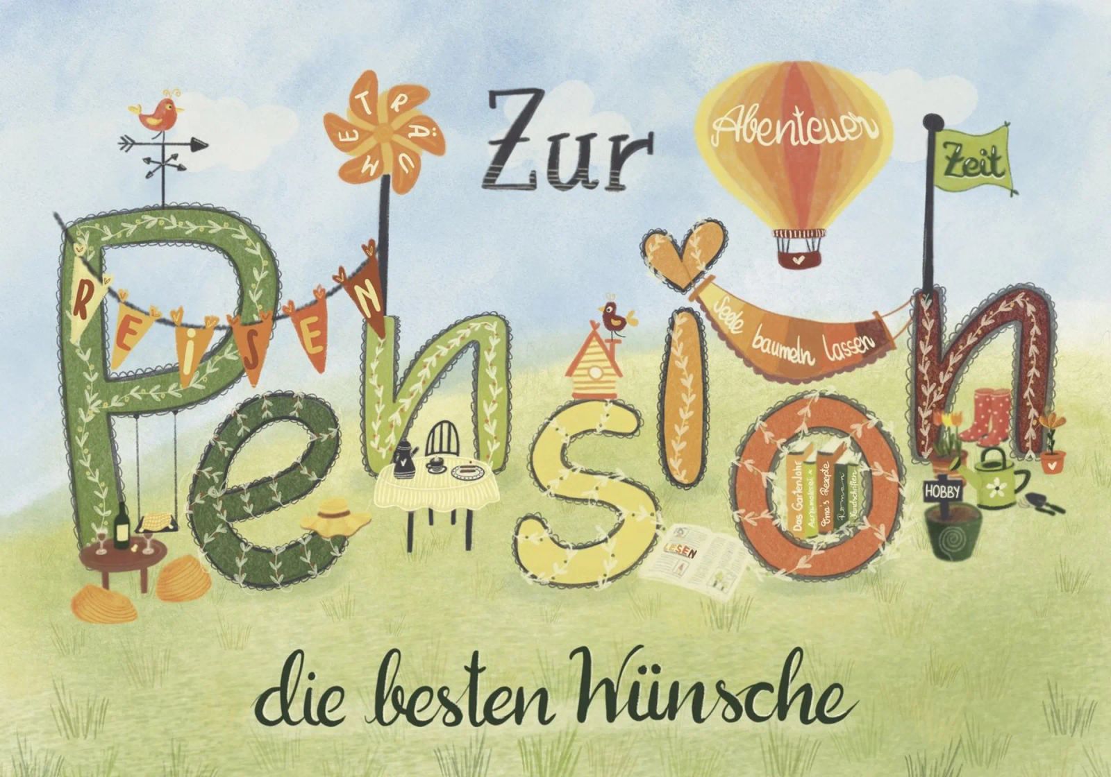 ZUR PENSION Poster von Inge Hauser Illustration