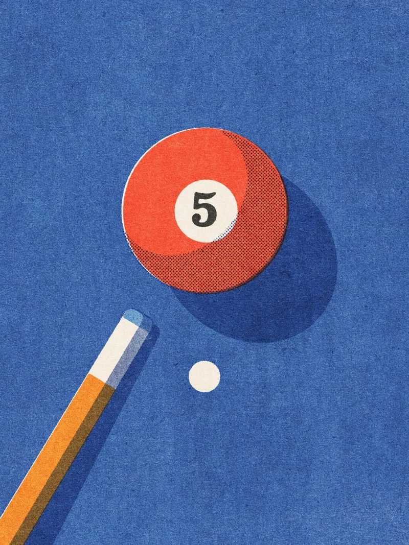 BALLS - Billiards - Ball 5 poster con telaio in legno da DANIEL COULMANN
