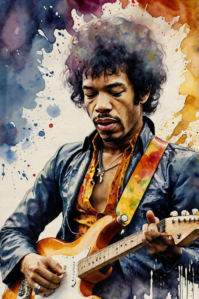 Jimi Hendrix in acquerello pellicola backlit da ARTVI-SHOP