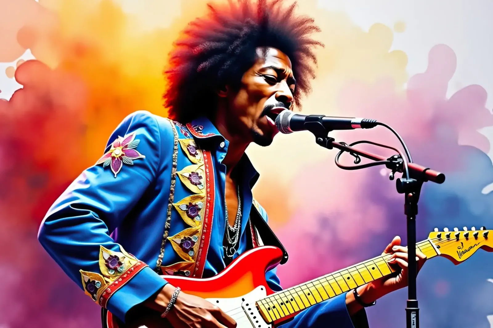Jimi Hendrix in acquerello pellicola backlit da ARTVI-SHOP