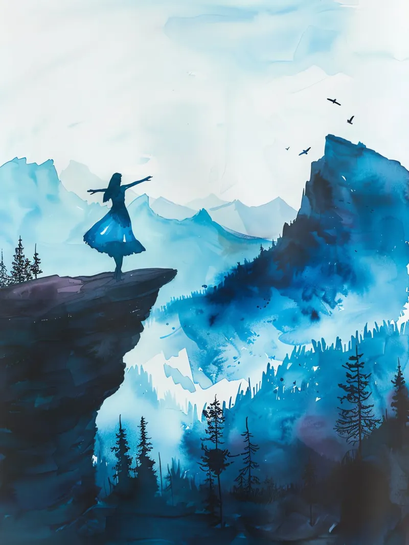 Sacred Mountain: the serenity of the summits canvas with Floater frame by Théïa's Fantasia World