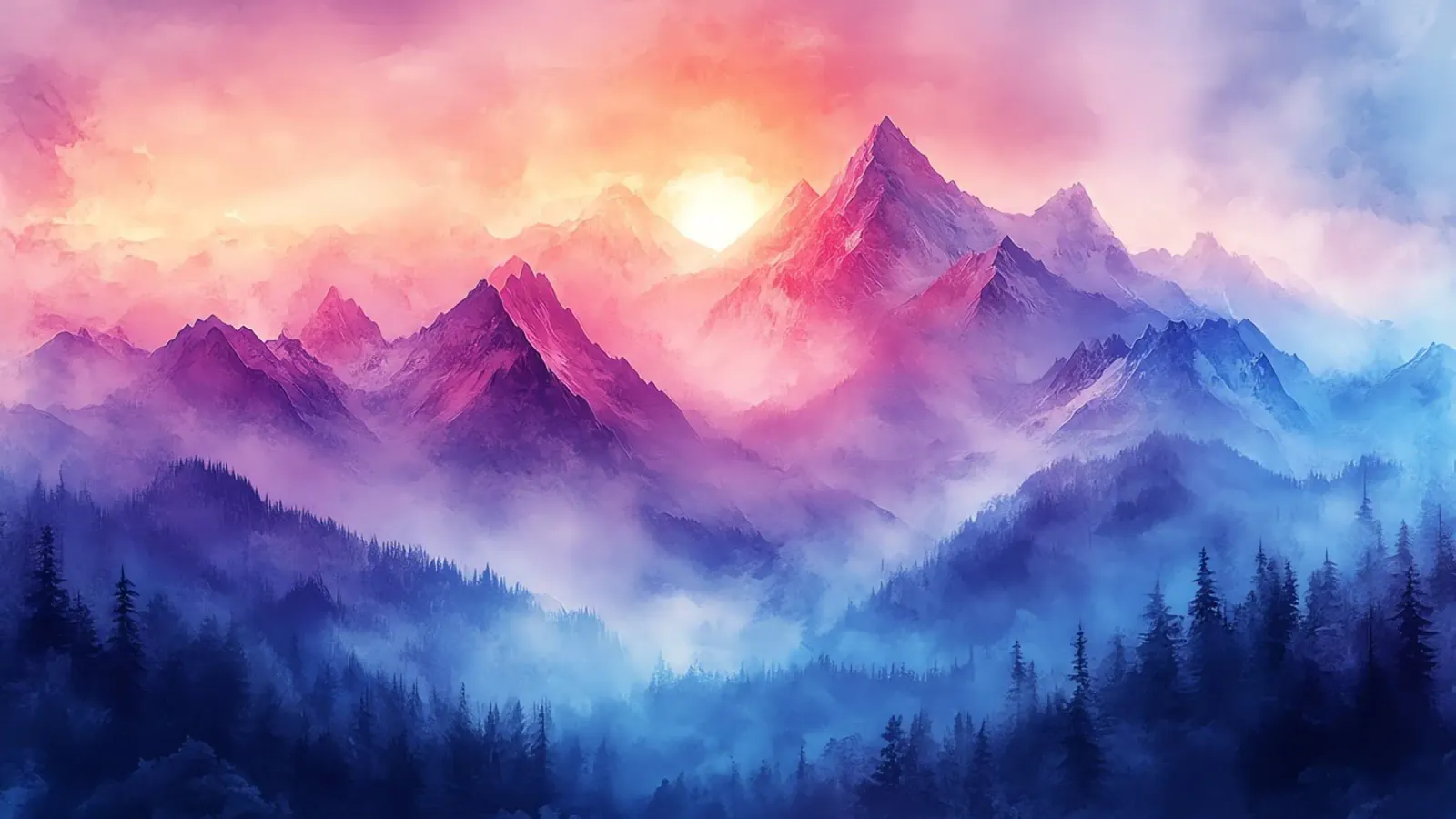 Sacred Mountain: the serenity of the summits canvas with Floater frame by Théïa's Fantasia World