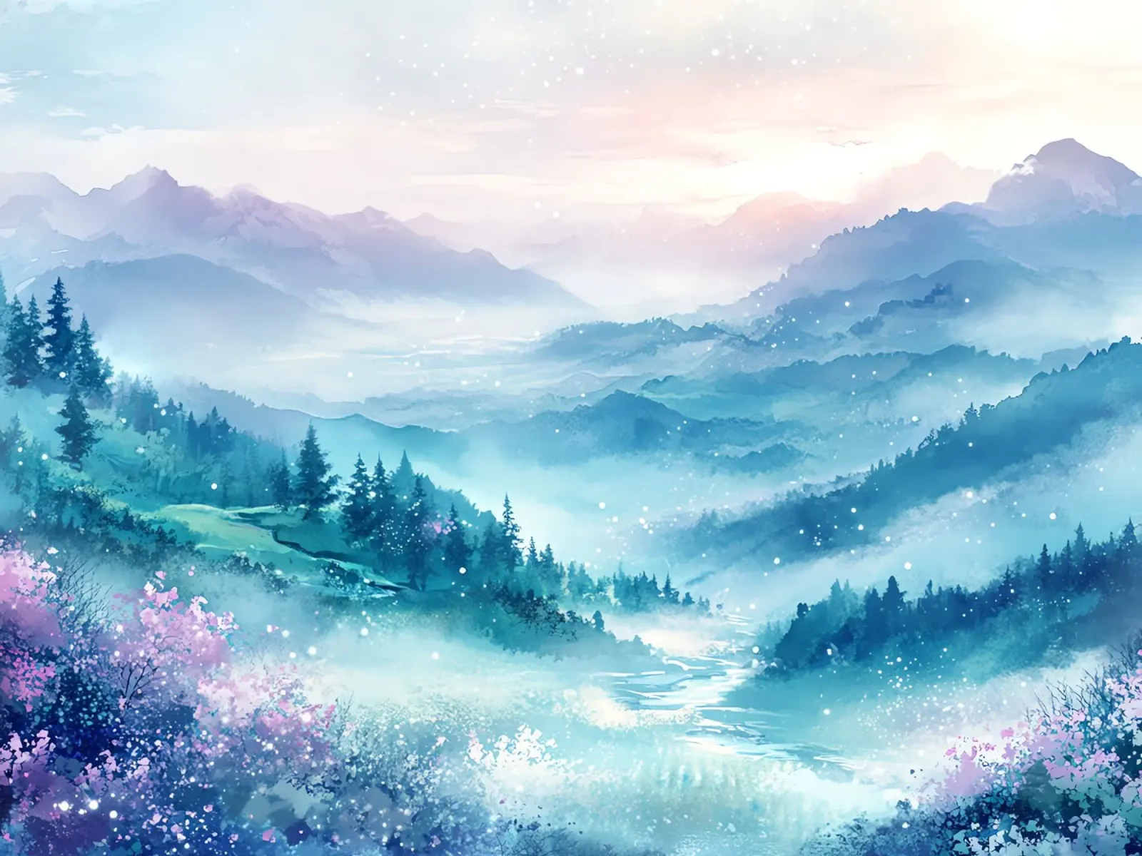 Sacred Mountain: the serenity of the summits canvas with Floater frame by Théïa's Fantasia World