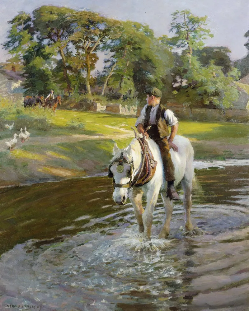 Harold Harvey - The Close of a Summer's Day. 1909 canvas with Floater frame by ARTOTHEK