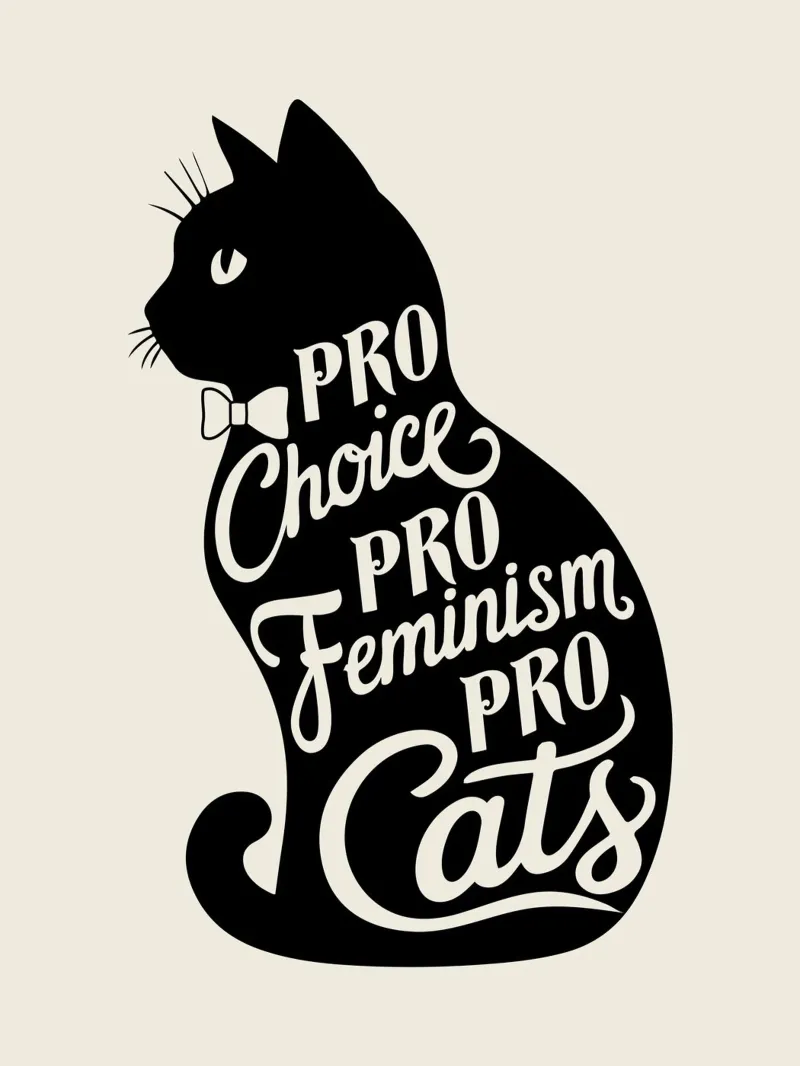 Pro scelta Pro femminismo Pro gatti poster con telaio in legno da cafelab