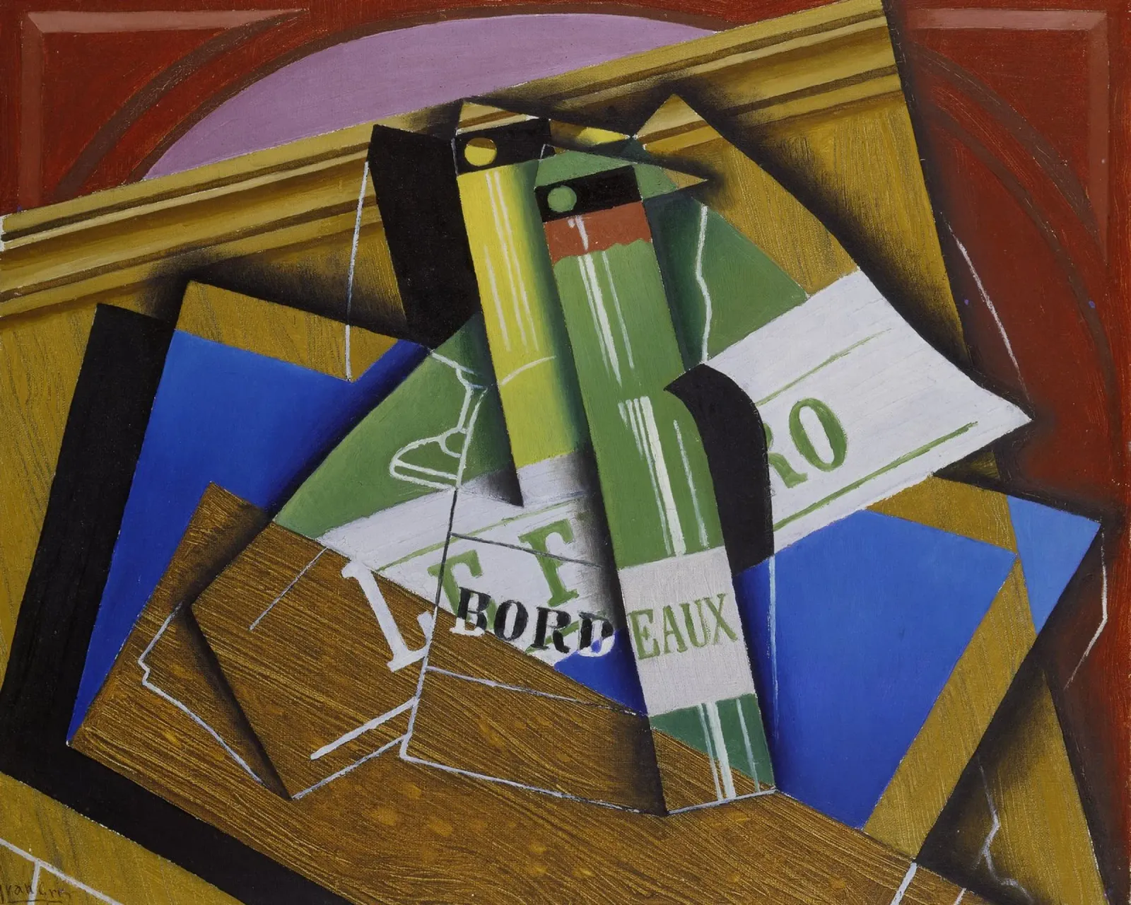 Juan Gris - La bottiglia di Bordeaux. 1915. pellicola backlit da ARTOTHEK