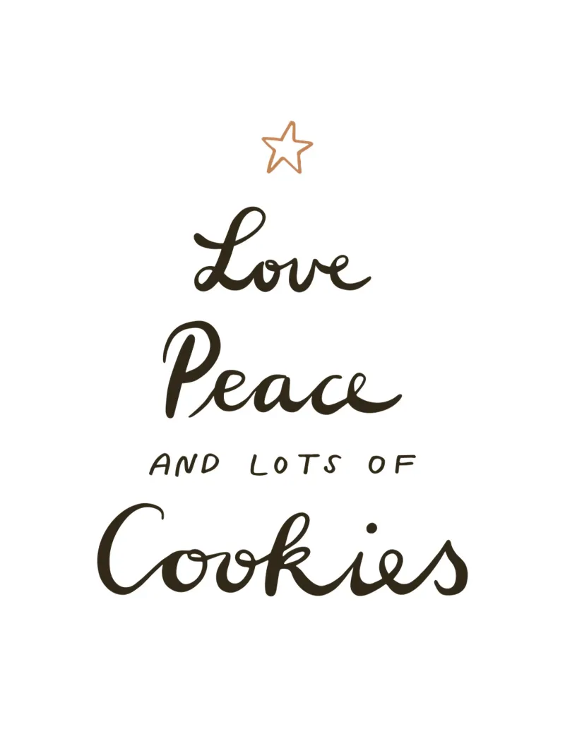 Love Peace And Lots Of Cookies | Modernes Weihnachts-Design carta hahnemühle da Kathrin Woo Design