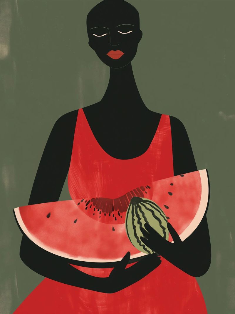 African woman with watermelons poster by Autofocus