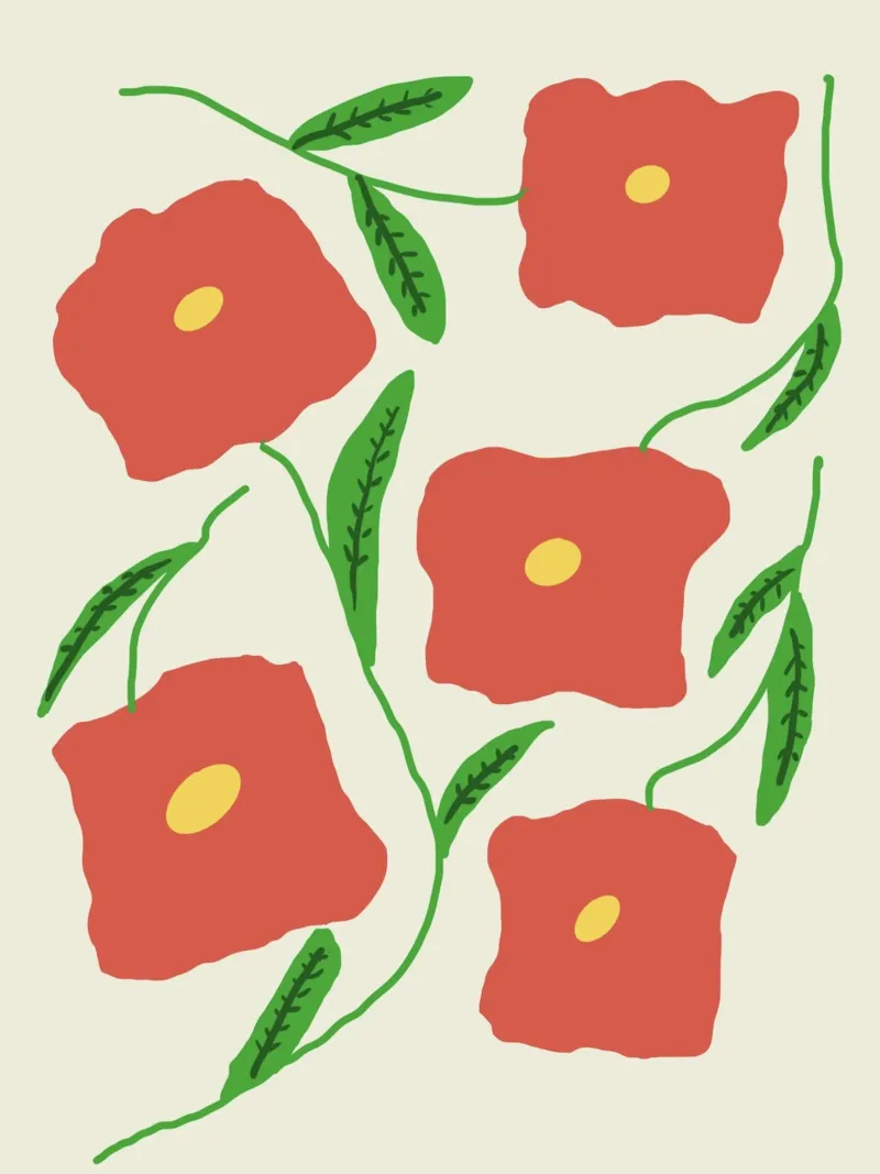 Flower power in red poster with plastic frame by Proper job studio