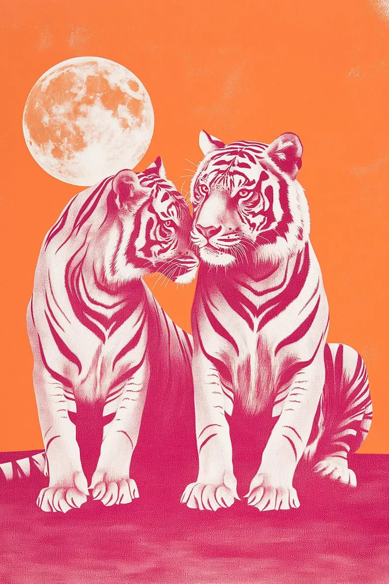 Pink Tigers in Love hahnemühle by Malou-Studio