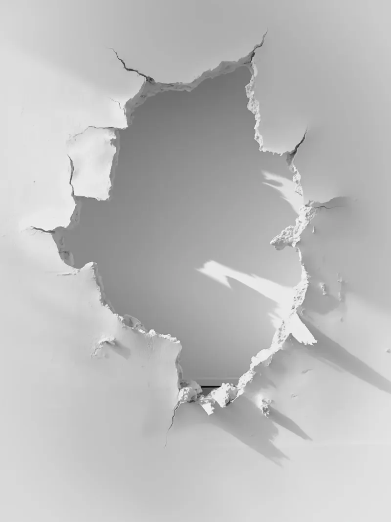 Gat in de witte muur | Trompe-l'œil Conceptuele kunst canvas met Baklijst van Autofocus
