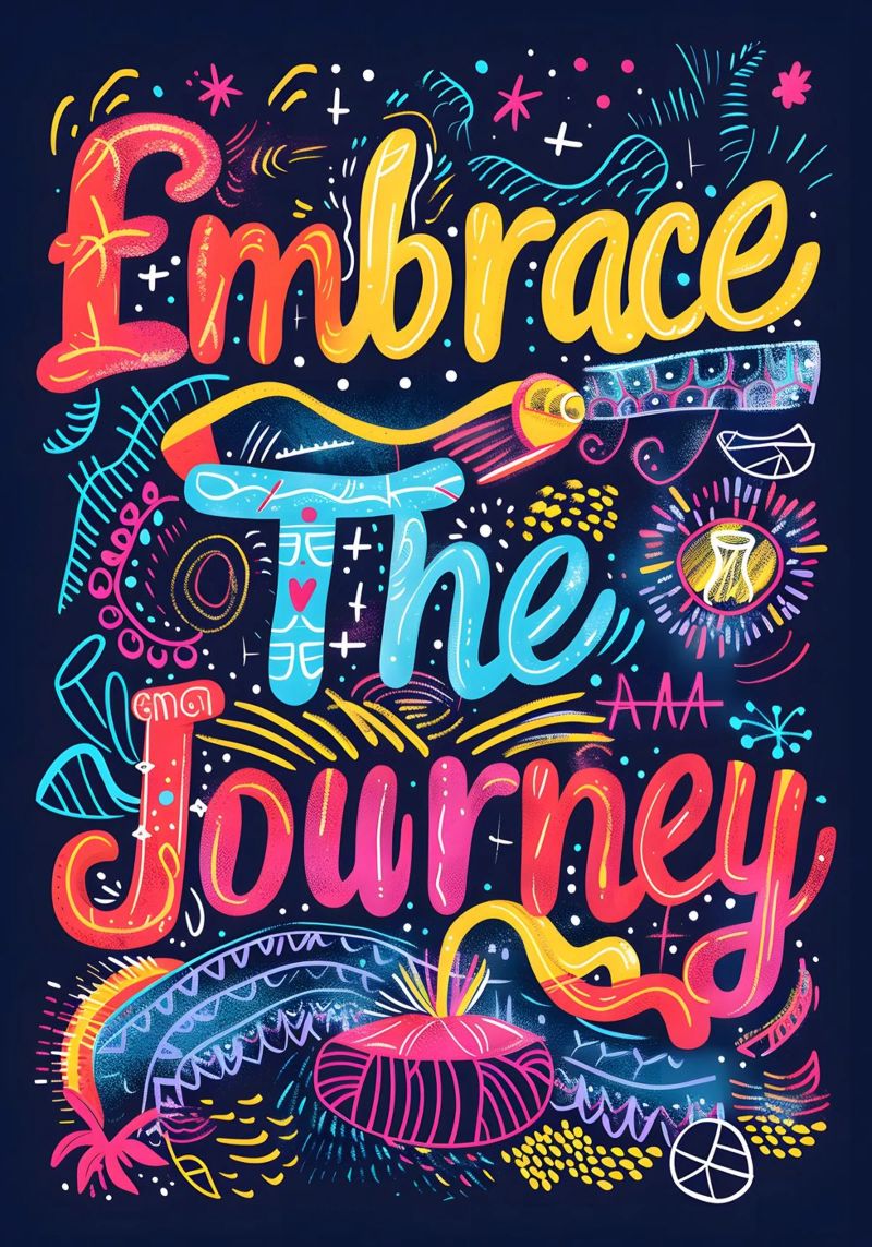 Embrace The Journey typography poster avec cadre en plastique de ramosashop