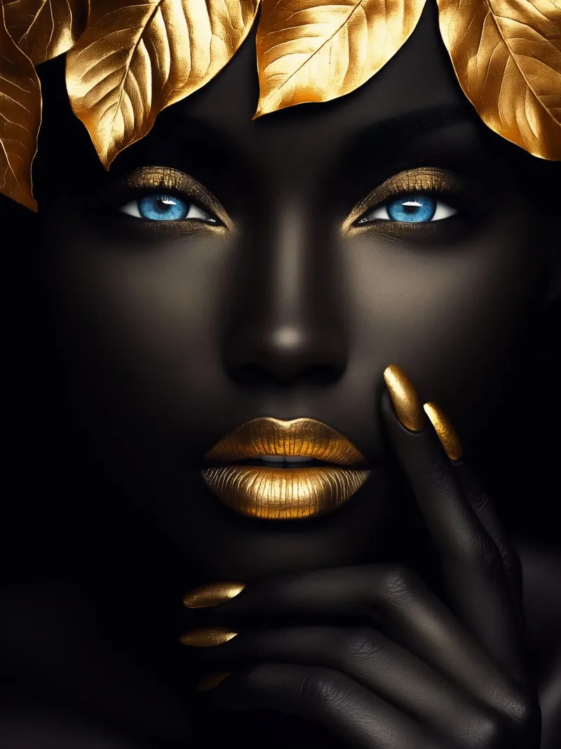 Golden queen of the jungle with the blue eyes canvas with Floater frame by Autofocus