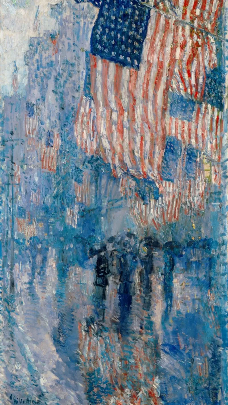 Childe Hassam - Il viale della pioggia (1917) pellicola backlit da William Store