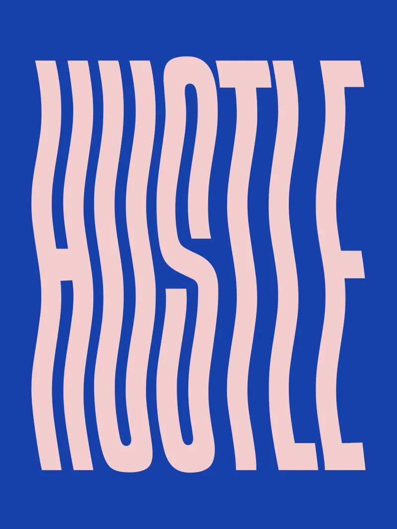 Hustle Wavy Text (Blauton) Hahnemühle von Paigaam Studio