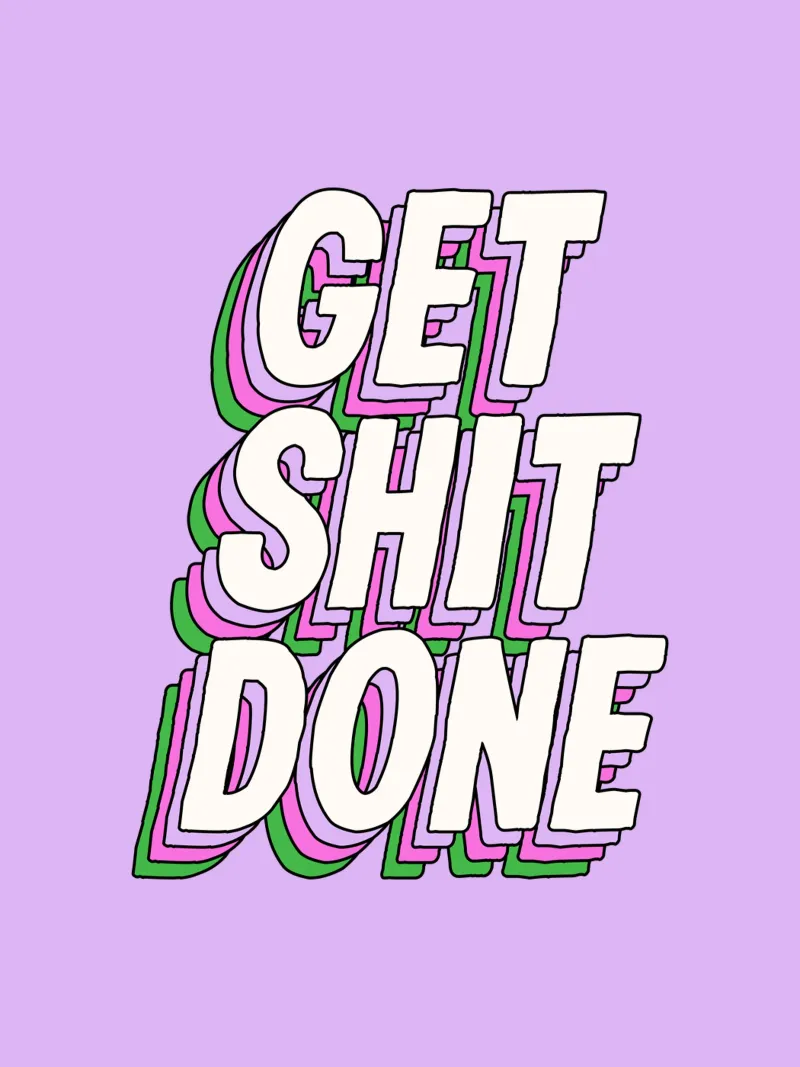 Design tipografico Get Shit Done in viola lilla poster da THE MOTIVATED TYPE