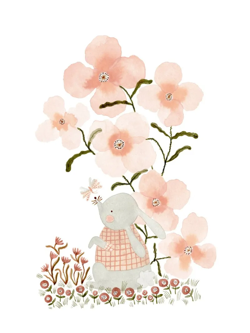 Claudia Voglhuber - Hase mit Mohnblumen carta hahnemühle da The Artcircle