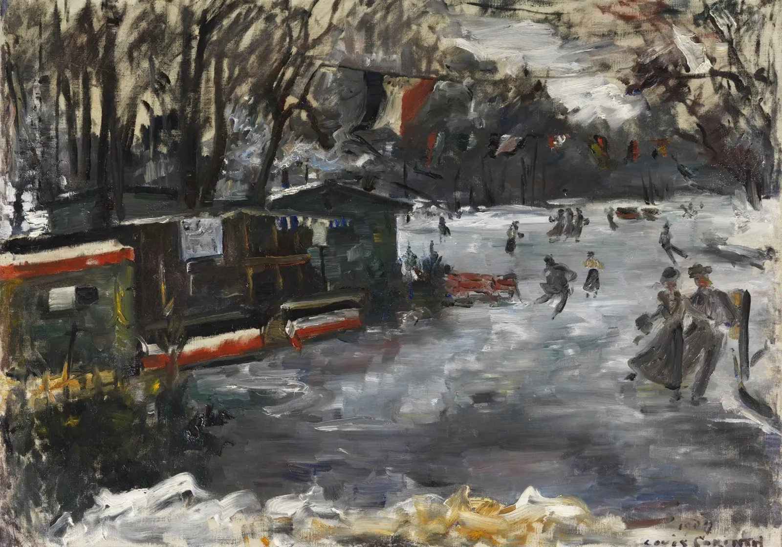 Lovis Corinth - Pista di pattinaggio sul ghiaccio nel Tiergarten, Berlino. poster con telaio in alluminio da ARTOTHEK