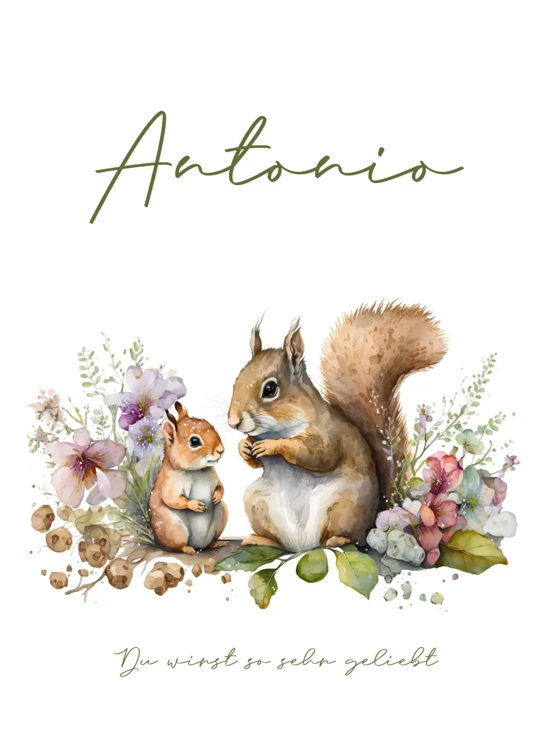 Waschbär und Eichhörnchen poster con telaio in plastica da Ohkimiko