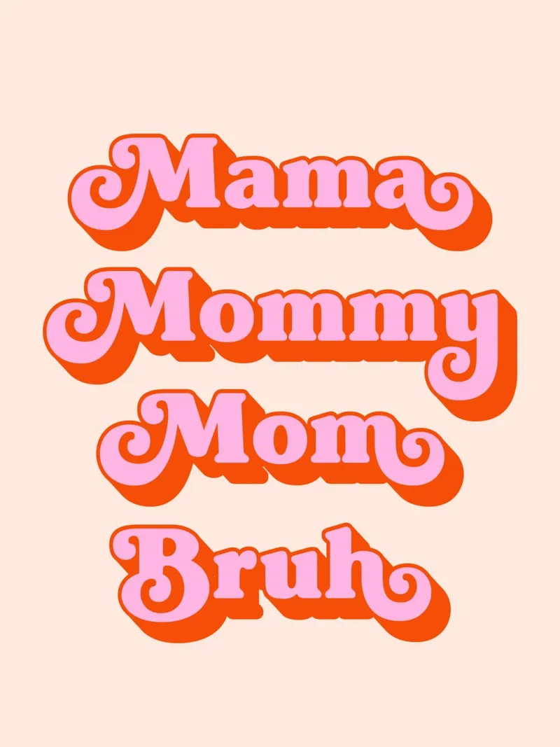 Mama Mommy Mom Bruh (Peach Tone) acrylic glass by Paigaam Studio