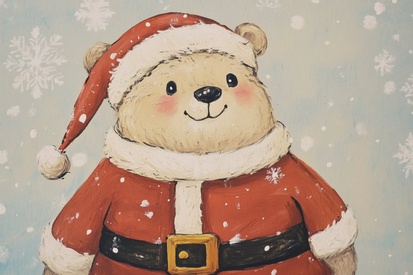 Bear Santa canvas by Melloi Art Print