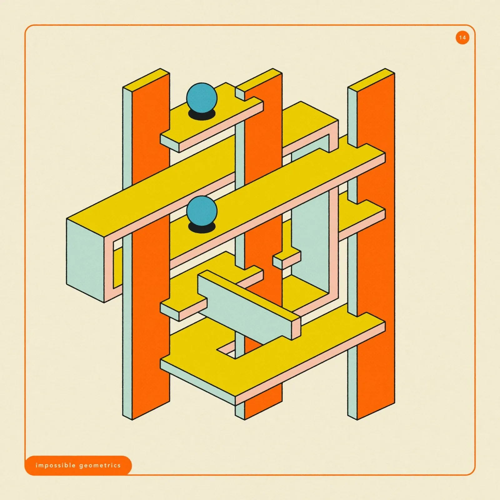 GEOMETRIE IMPOSSIBILI #14 carta hahnemühle da Jazzberry Blue