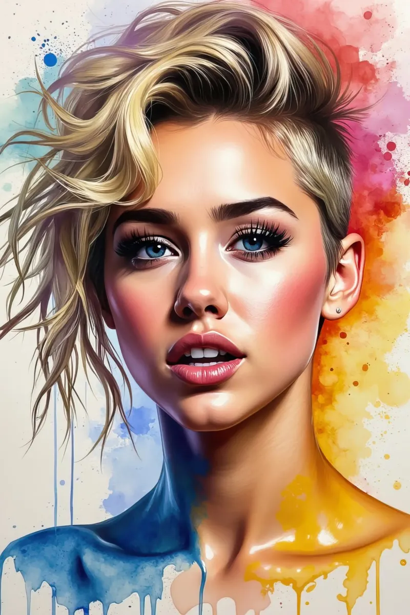 Miley Cyrus in acquerello pellicola backlit da ARTVI-SHOP