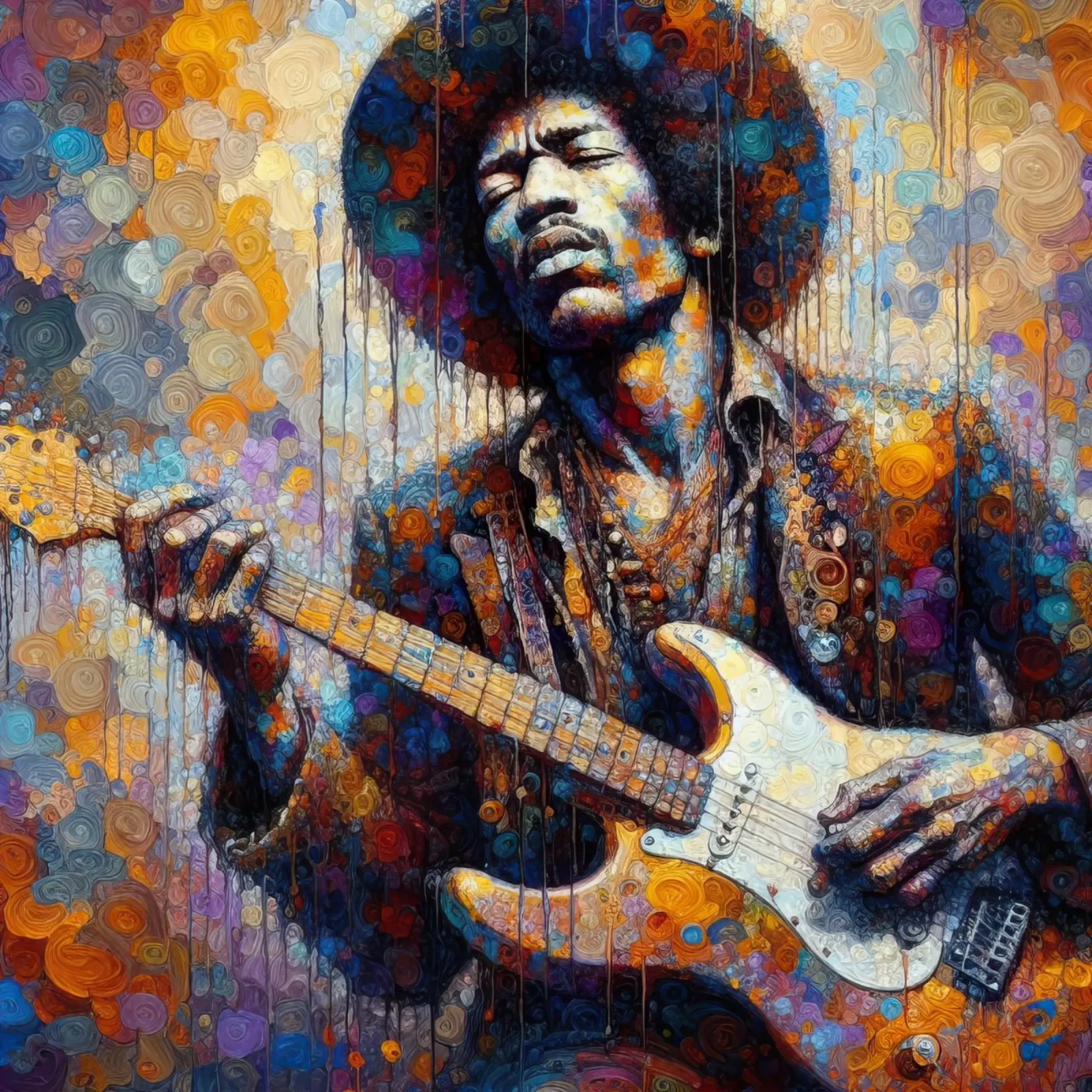 JImi Hendrix con colori intricati pellicola backlit da ARTVI-SHOP