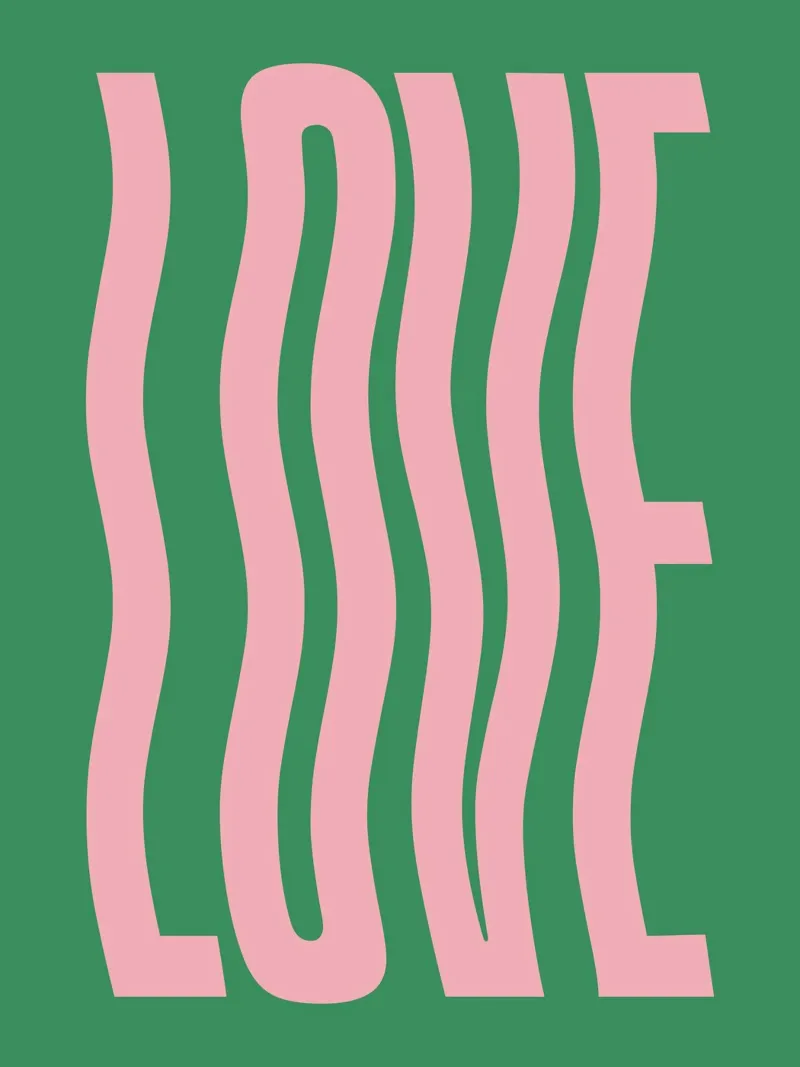 Golvende tekst (groene tint) canvas met Baklijst van Paigaam Studio