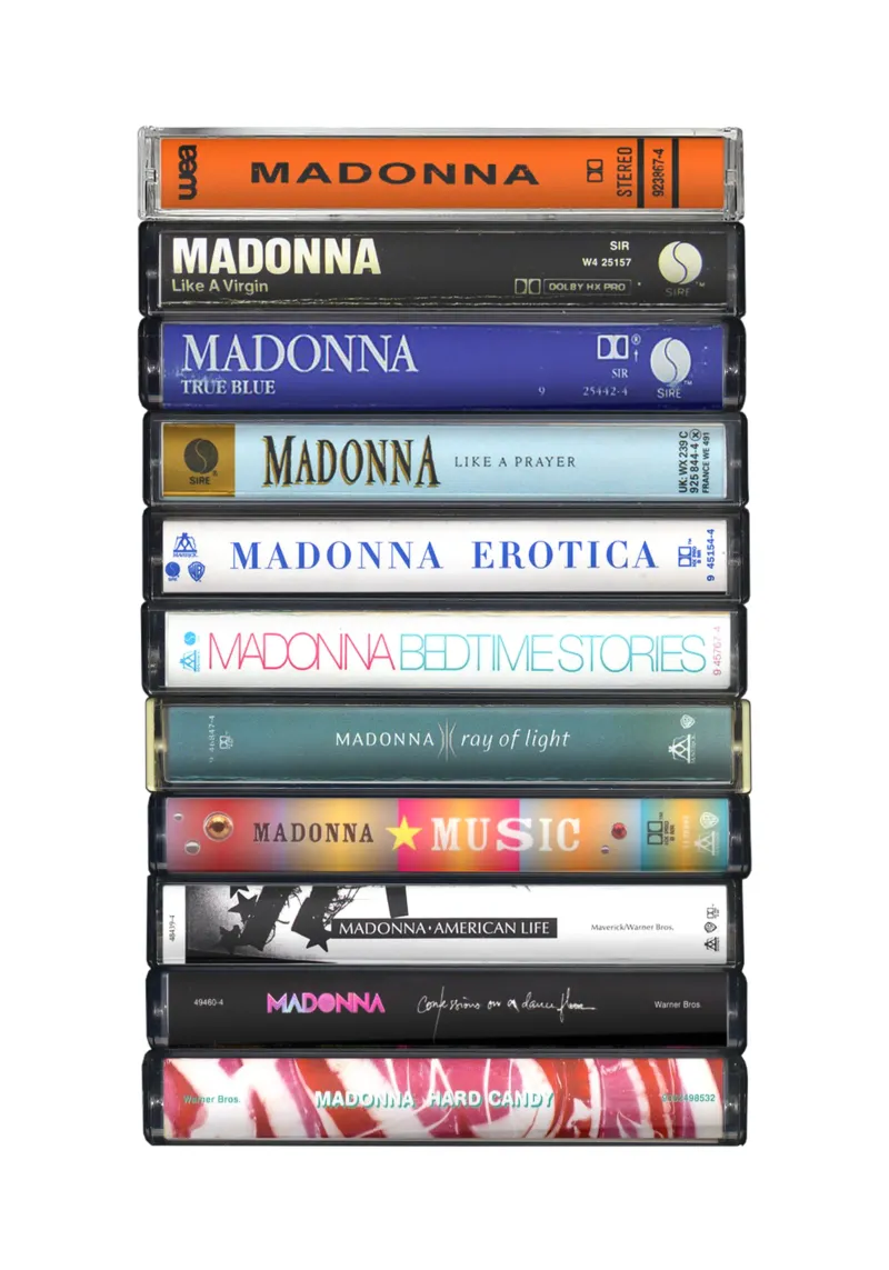 Madonna - Album raccolti - Stampa su cassetta poster con telaio in legno da MrMustardPrints
