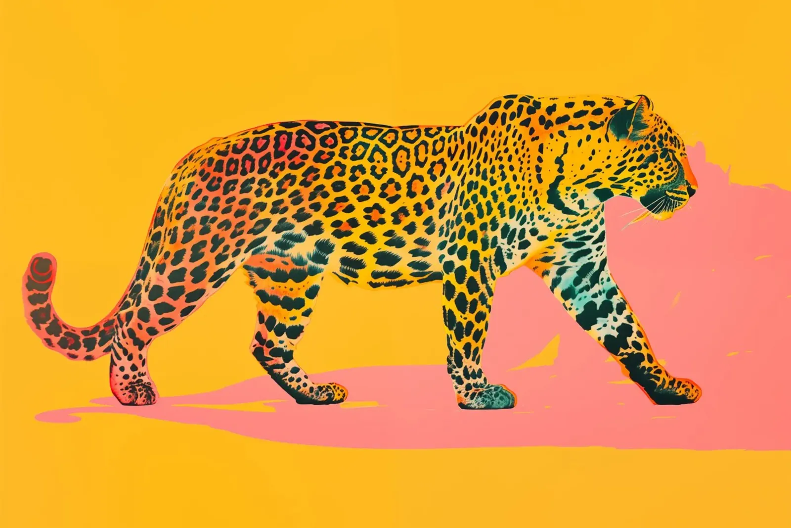 Pop Art Leopard | Giallo-Arancione in formato orizzontale carta hahnemühle da Autofocus