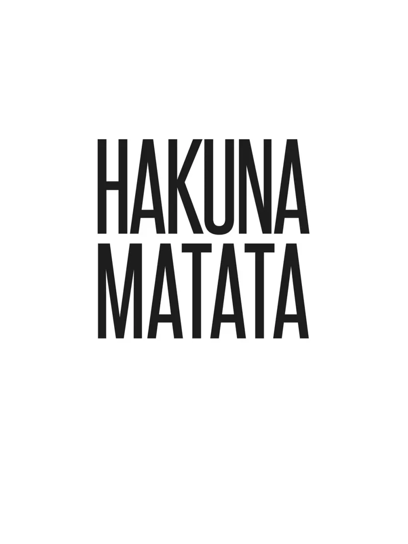 Hakuna Matata muurprint - Ontspannen gezegde canvas met Baklijst van Whole©