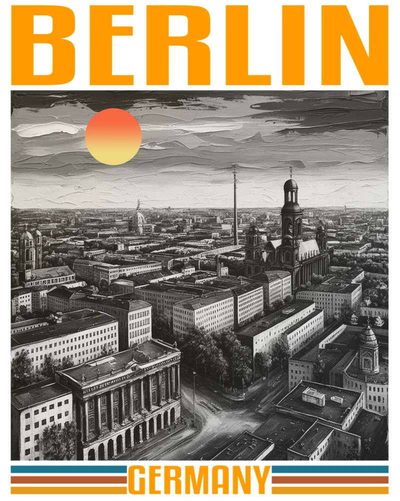 BERLIN city panorama 70's retro classic design poster by theganduls