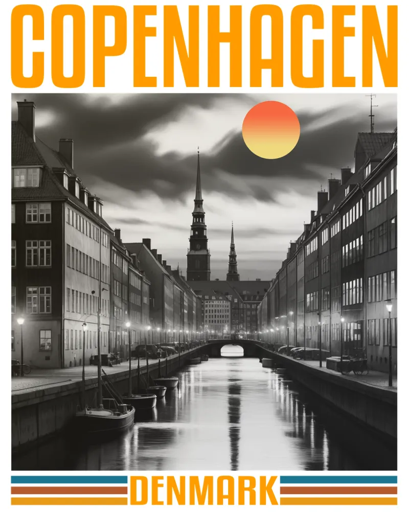 Panorama della città di Copenaghen Design classico retrò anni '70 poster da theganduls