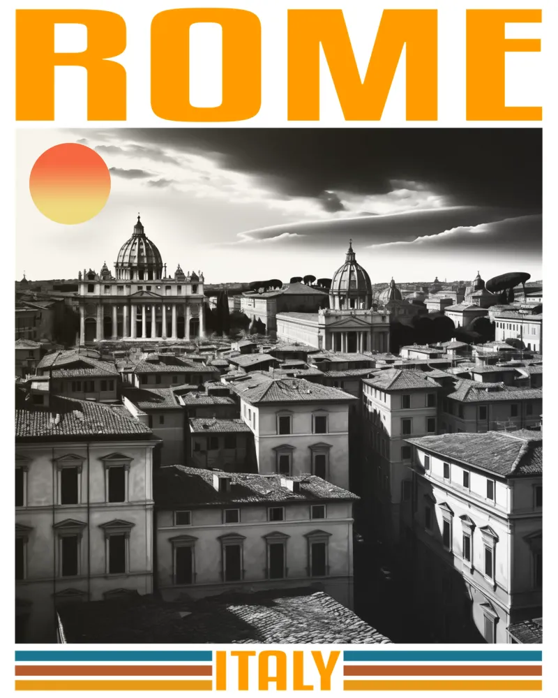 ROME stadspanorama 70's retro klassiek ontwerp hahnemühle van theganduls
