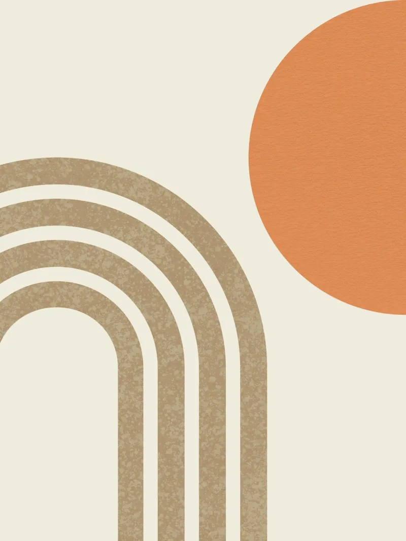 Mid-century Orange Sun & Rainbow poster with aluminum frame by MoonlightPrint