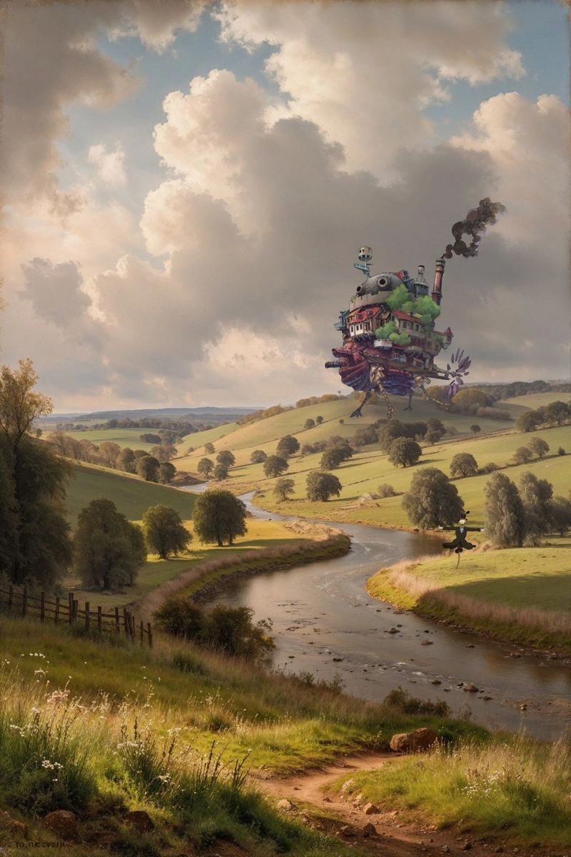 The Moving Castle in the Countryside | Limited Edition Print Poster von Renaissance Rebel
