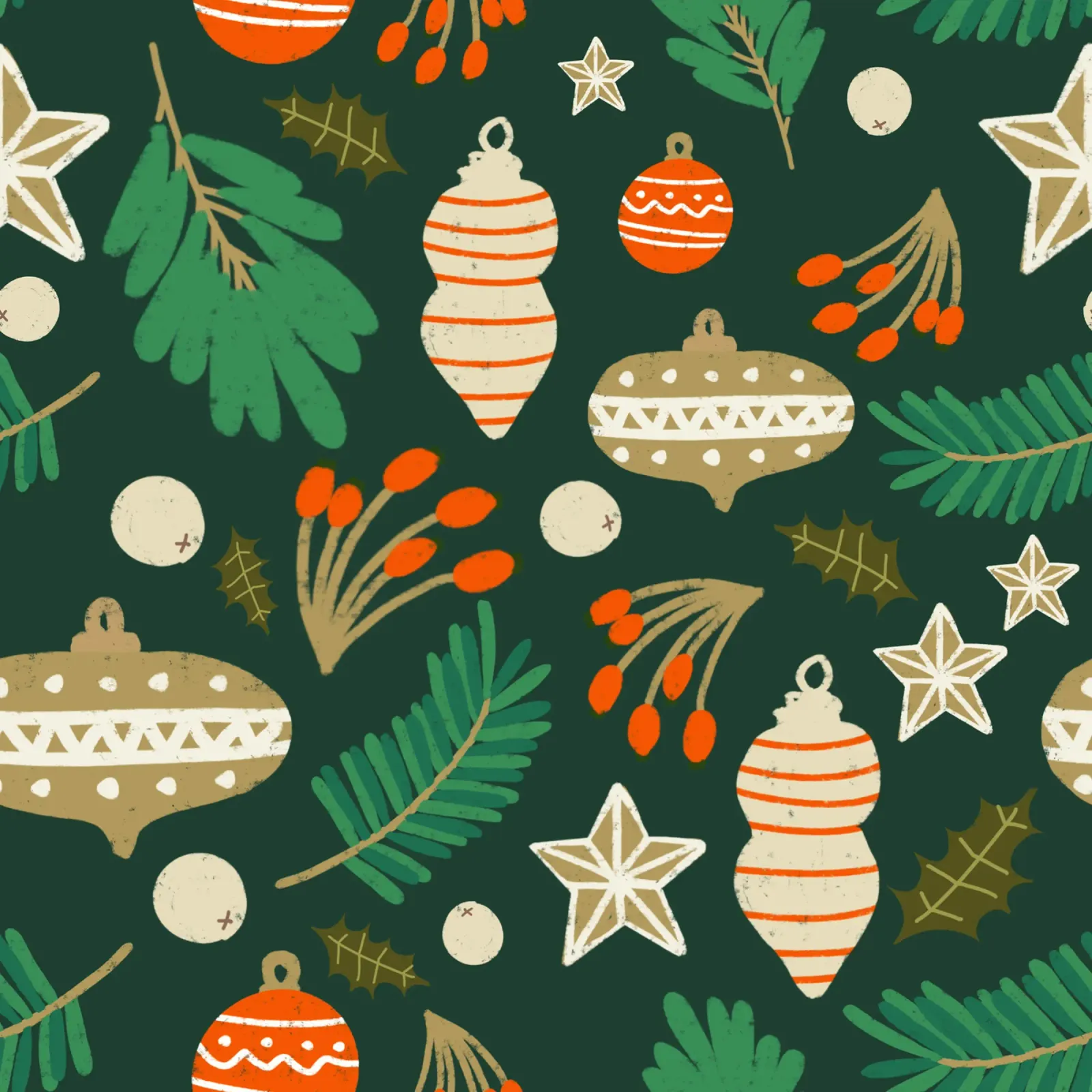 Christmas Baubles and Winter Foliage Green poster by susanacosta