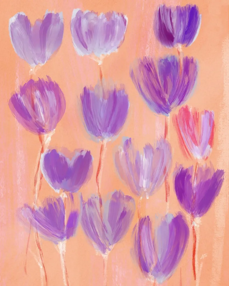 Purple Tulips | Abstract Painting poster with aluminum frame by sabidussi