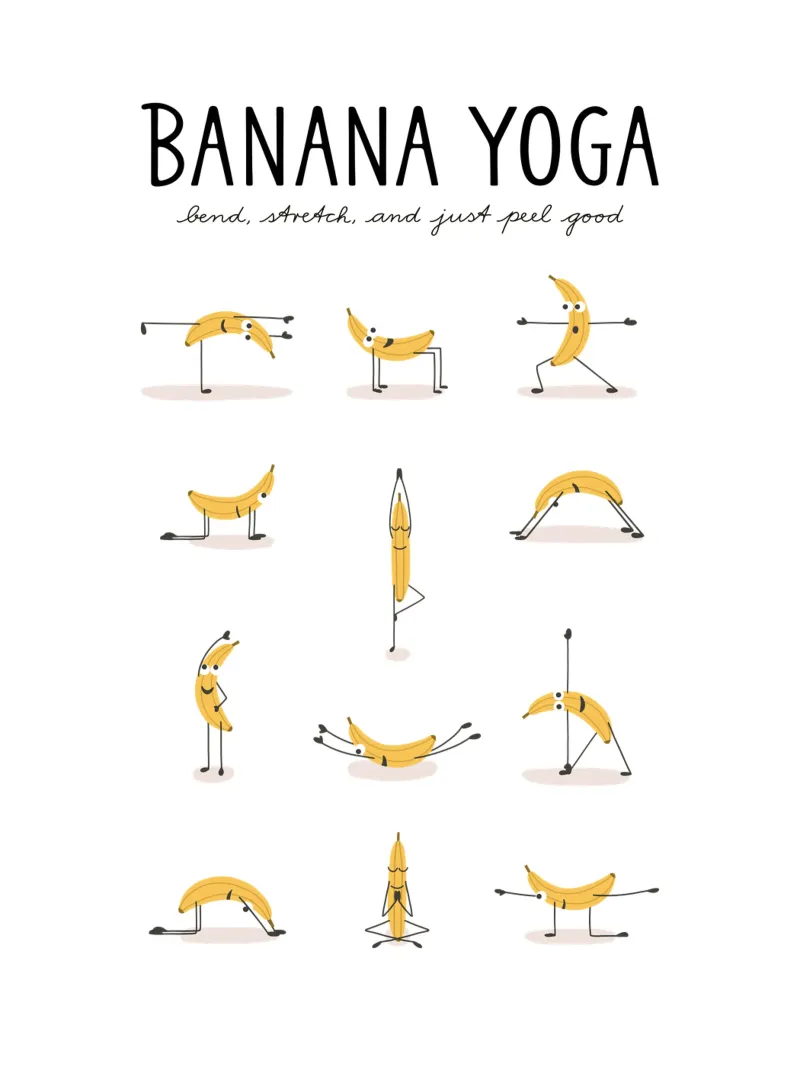 Banana Yoga | Funny art print for yoga fans canvas with Floater frame by Kathrin Woo Design