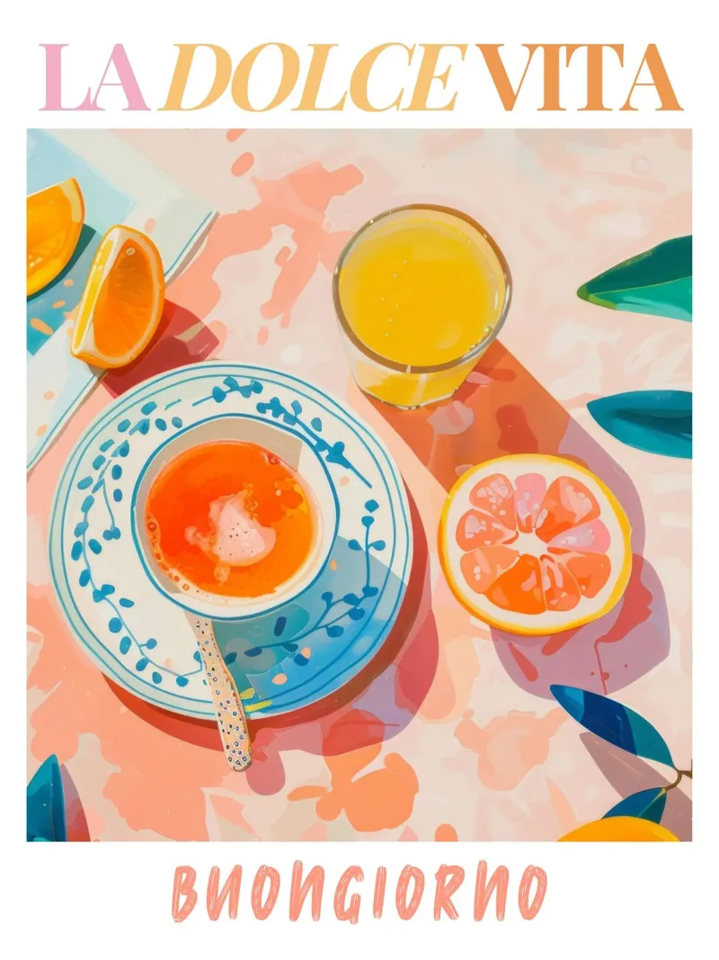 La Dolce Vita Breakfast Print pellicola backlit da Bella Studio