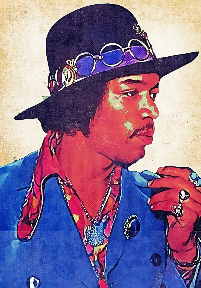 Jimi Hendrix Retro pellicola backlit da neonartroom