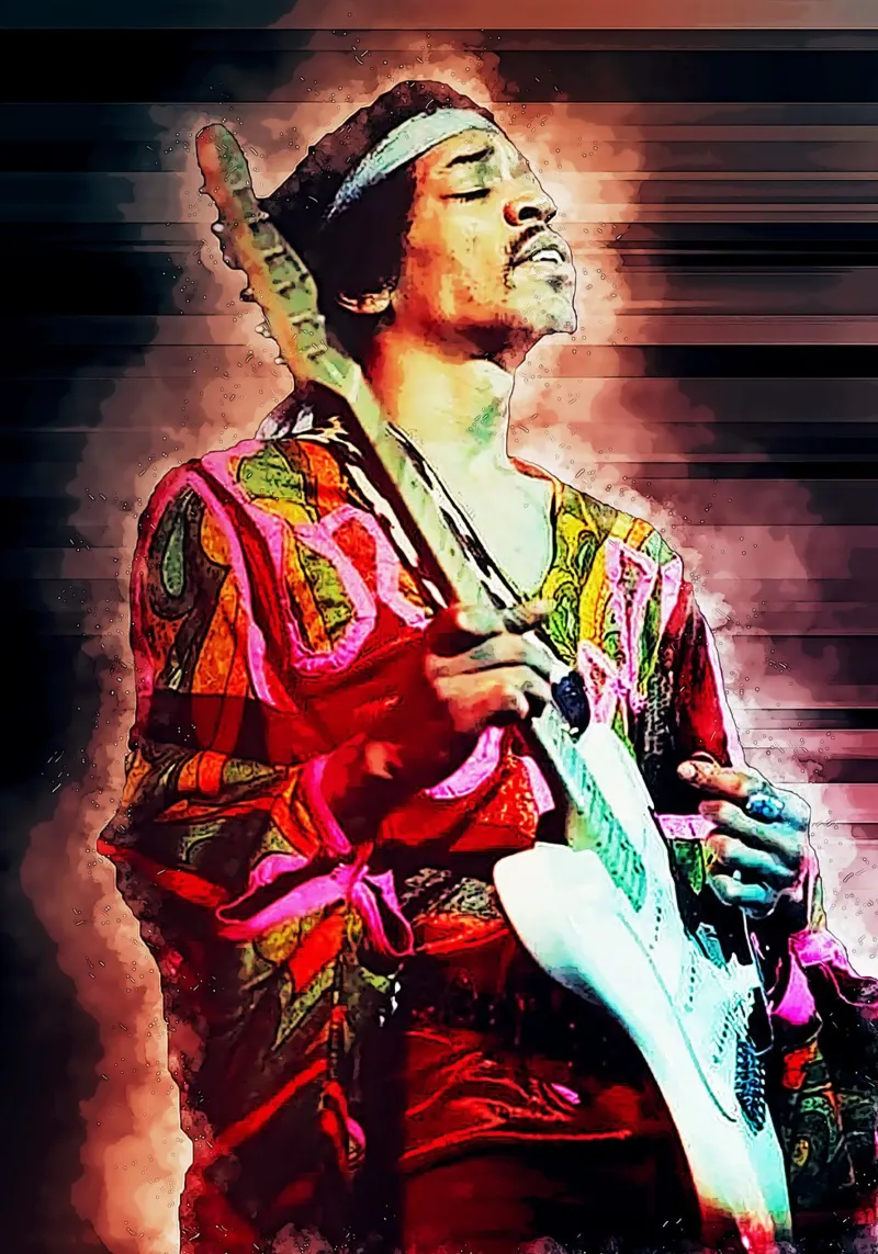 L'epopea di Jimi Hendrix pellicola backlit da neonartroom