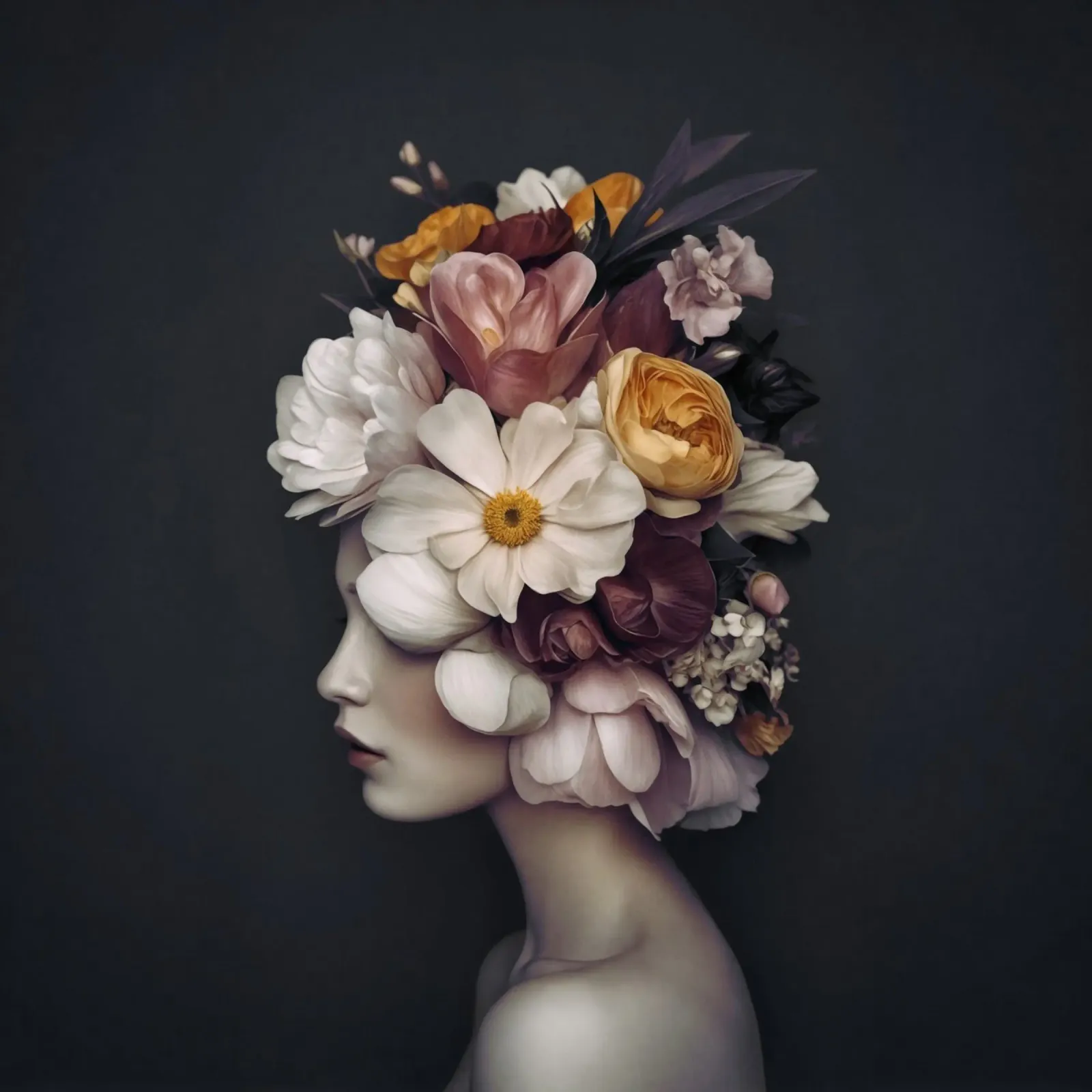 Ritratto di bellezza floreale poster con telaio in plastica da Andrea Haase Floral Passion