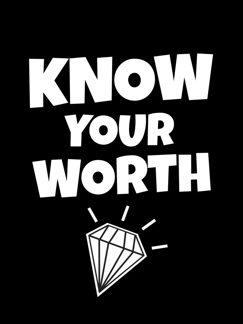 Know your worth poster con telaio in alluminio da happieeagle
